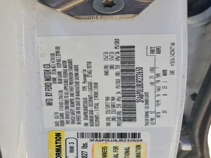 58491846 :رقم المزاد ، 3FA6P0LU8JR232650 vin ، 2018 Ford Fusion مزاد بيع