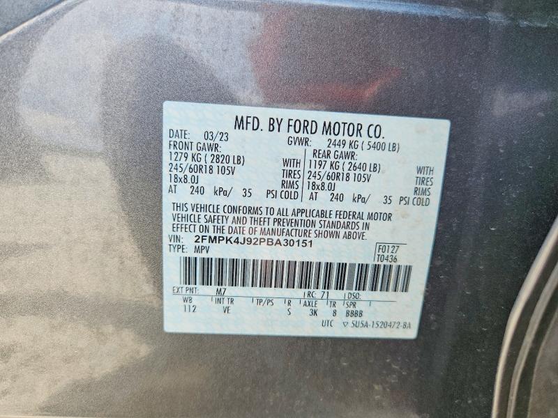 2023 Ford Edge მანქანა იყიდება აუქციონზე, vin: 2FMPK4J92PBA30151, აუქციონის ნომერი: 57181616