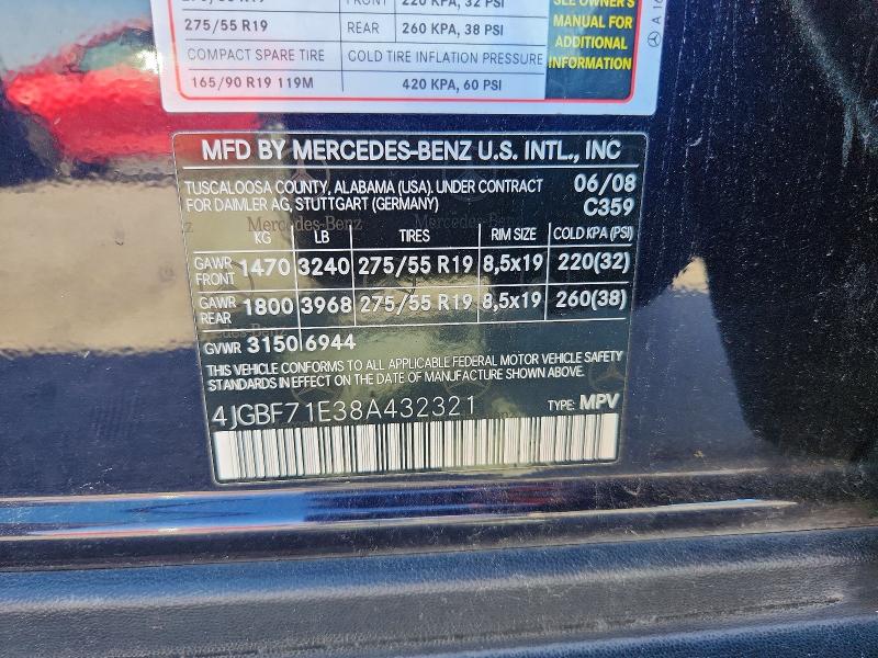 55690836 :رقم المزاد ، 4JGBF71E38A432321 vin ، 2008 Mercedes-benz Gl مزاد بيع