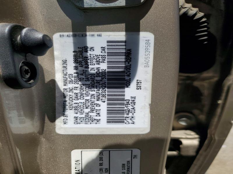Aukcja sprzedaży 2003 Toyota Camry, vin: 4T1BE32K23U753032, numer aukcji: 57023116