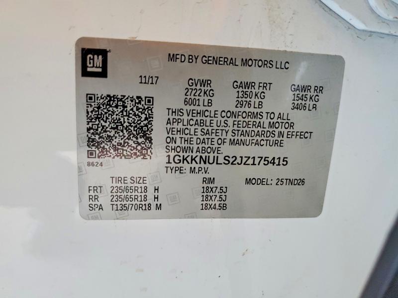 2018 Gmc Acadia მანქანა იყიდება აუქციონზე, vin: 1GKKNULS2JZ175415, აუქციონის ნომერი: 57853976