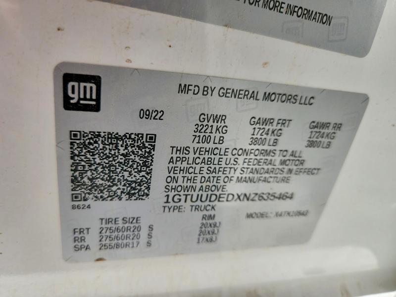 Продажа на аукционе авто 2022 Gmc Sierra, vin: 1GTUUDEDXNZ635464, номер лота: 56686966