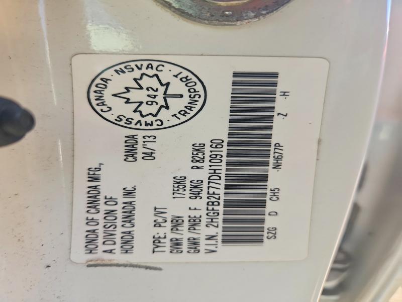 56781596 :رقم المزاد ، 2HGFB2F77DH109160 vin ، 2013 Honda Civic مزاد بيع