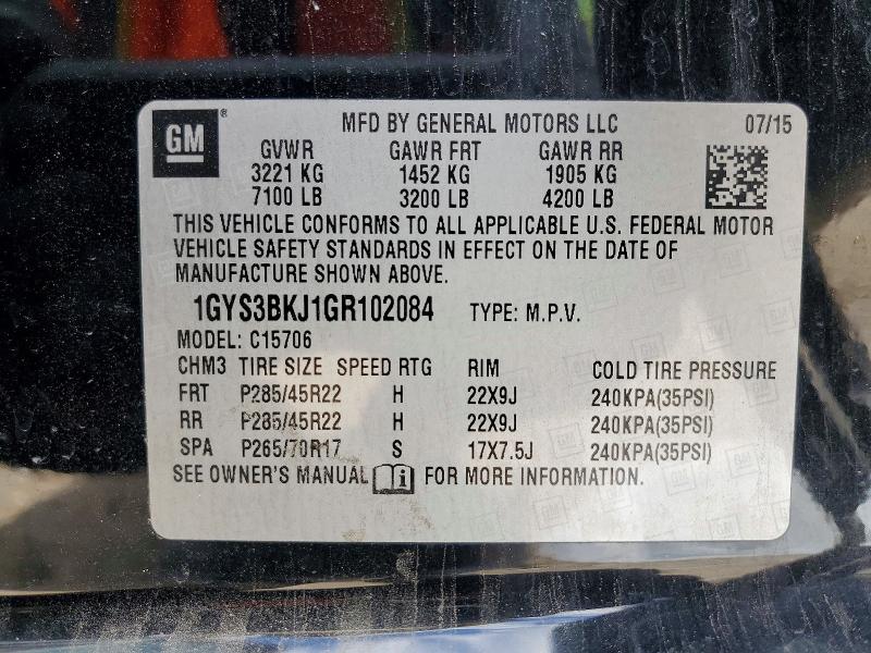 57074396 :رقم المزاد ، 1GYS3BKJ1GR102084 vin ، 2016 Cadillac Escalade مزاد بيع
