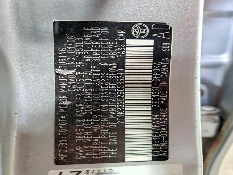 56974416 :رقم المزاد ، 2T1KR32E26C585249 vin ، 2006 Toyota Corolla Matrix مزاد بيع