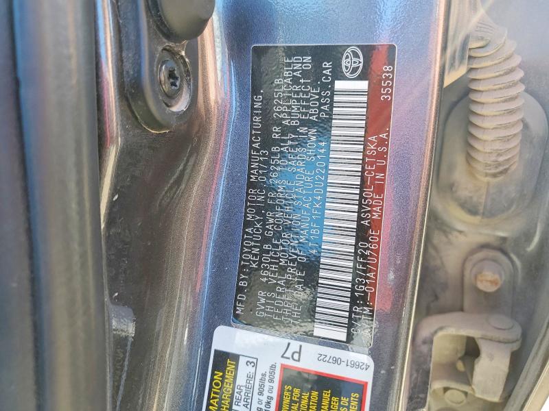 2013 Toyota Camry მანქანა იყიდება აუქციონზე, vin: 4T1BF1FK4DU220144, აუქციონის ნომერი: 55952056