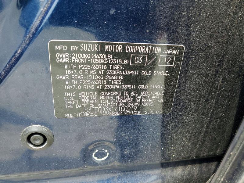 Продажа на аукционе авто 2012 Suzuki Grand Vitara, vin: JS3TE0D3XC4100219, номер лота: 55703956