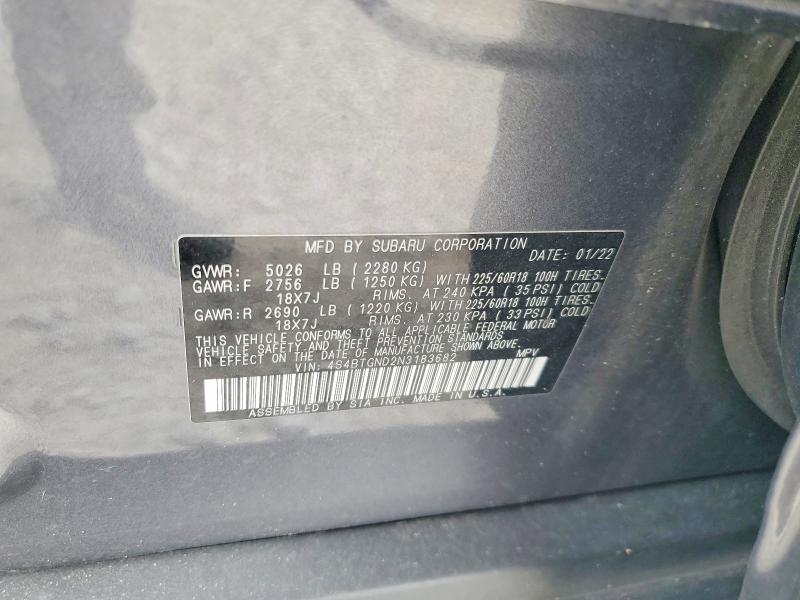 Продаж на аукціоні авто 2022 Subaru Outback, vin: 4S4BTGND2N3183682, номер лоту: 56859046