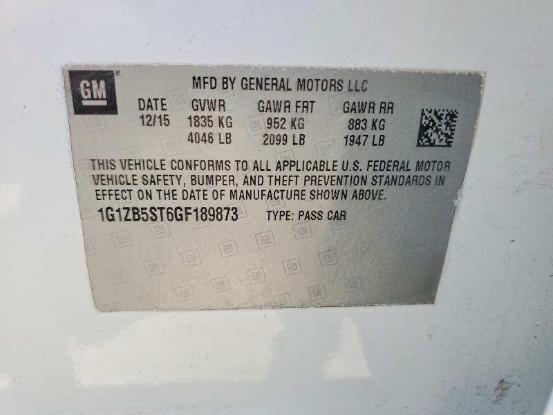 Продажа на аукционе авто 2016 Chevrolet Malibu, vin: 1G1ZB5ST6GF189873, номер лота: 56834566