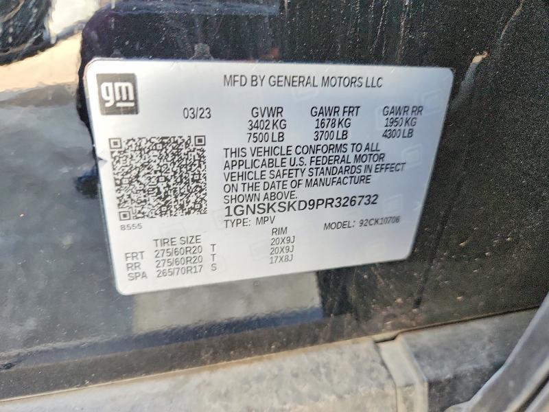 Продажа на аукционе авто 2023 Chevrolet Tahoe, vin: 1GNSKSKD9PR326732, номер лота: 58249786