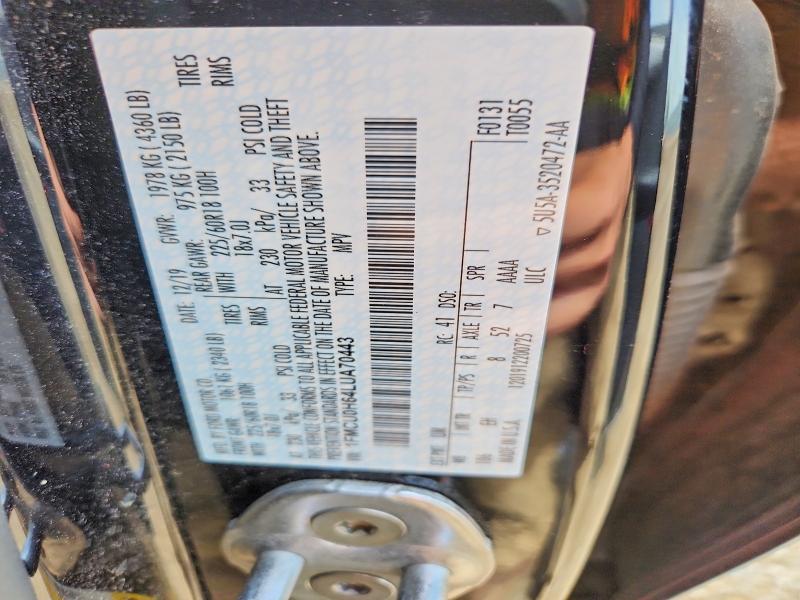 54579686 :رقم المزاد ، 1FMCU0H64LUA70443 vin ، 2020 Ford Escape مزاد بيع