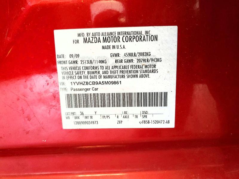 Продаж на аукціоні авто 2010 Mazda 6, vin: 1YVHZ8CB9A5M09861, номер лоту: 56275466