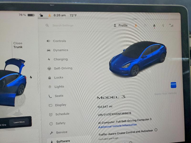 Продаж на аукціоні авто 2022 Tesla Model 3, vin: 5YJ3E1EA6NF369878, номер лоту: 55759616