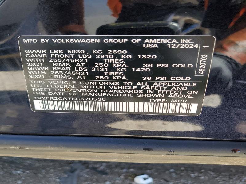 Продажа на аукционе авто 2025 Volkswagen Atlas, vin: 1V2FR2CA7SC520535, номер лота: 56957796