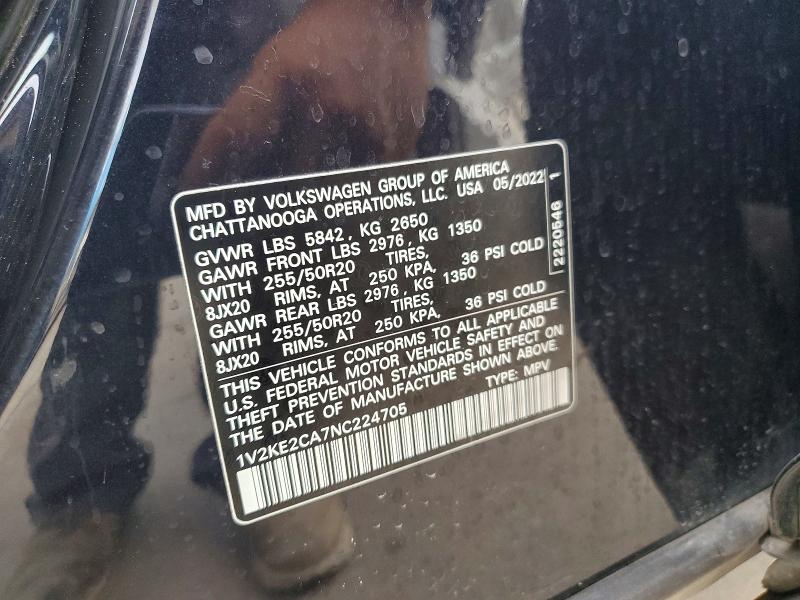 Продаж на аукціоні авто 2022 Volkswagen Atlas Cross Sport, vin: 1V2KE2CA7NC224705, номер лоту: 59004046