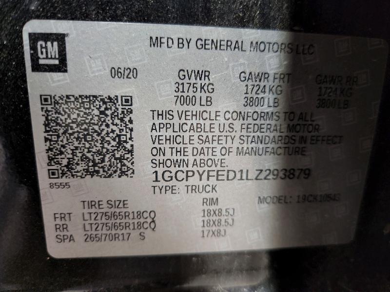 Aukcja sprzedaży 2020 Chevrolet Silverado, vin: 1GCPYFED1LZ293879, numer aukcji: 57170106
