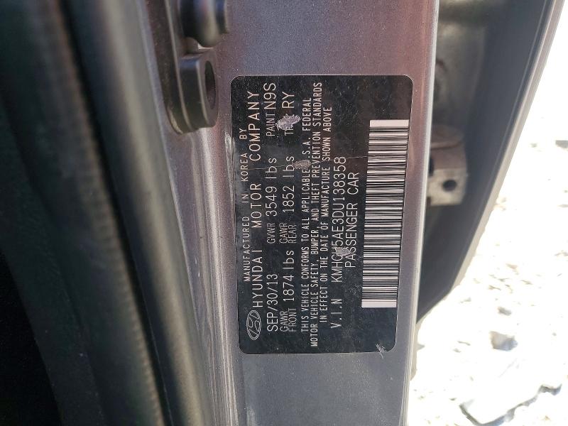 2013 Hyundai Accent მანქანა იყიდება აუქციონზე, vin: KMHCU5AE3DU138358, აუქციონის ნომერი: 56103286