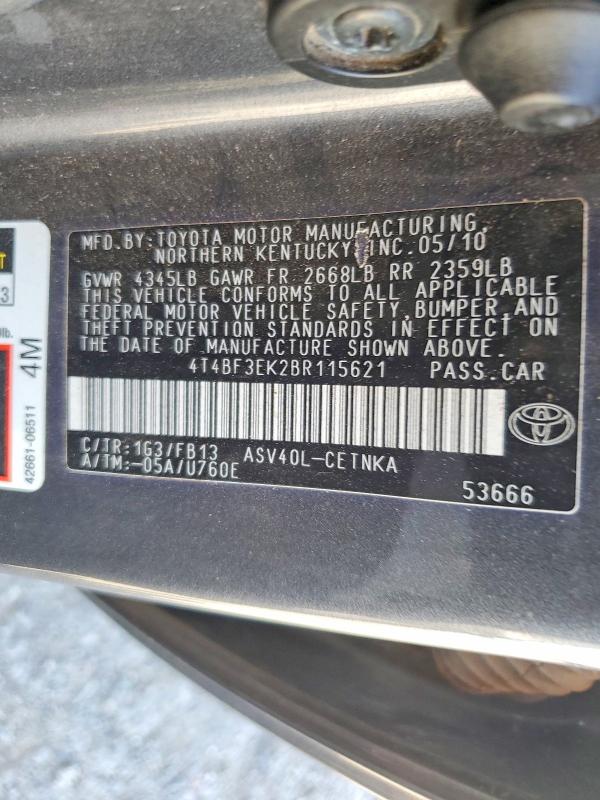 Aukcja sprzedaży 2011 Toyota Camry, vin: 4T4BF3EK2BR115621, numer aukcji: 58134426