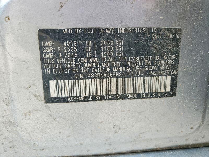 Aukcja sprzedaży 2017 Subaru Legacy, vin: 4S3BNAB67H3030429, numer aukcji: 58544056