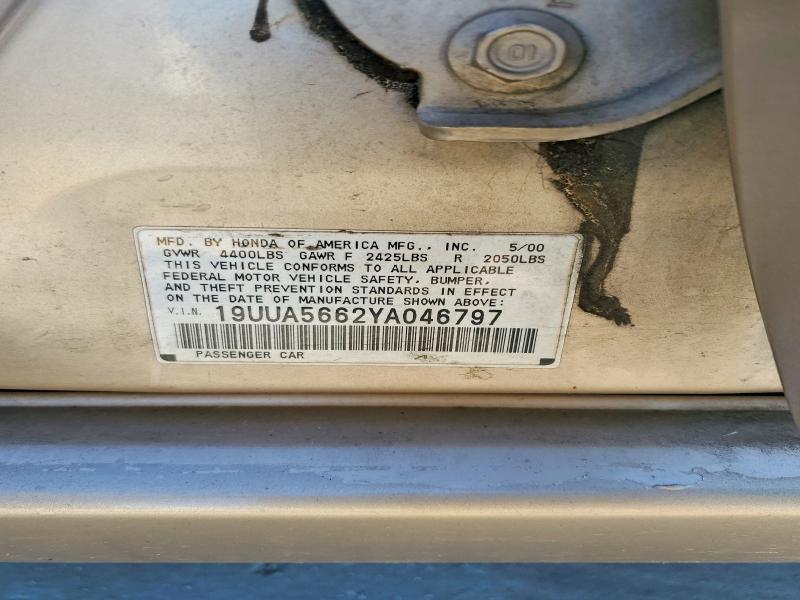 Aukcja sprzedaży 2000 Acura 3.2tl, vin: 19UUA5662YA046797, numer aukcji: 55785366