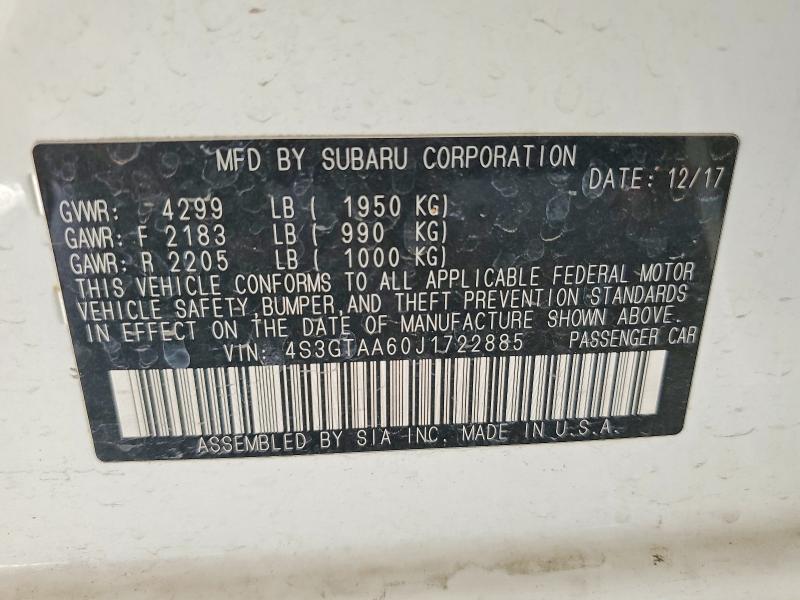 Aukcja sprzedaży 2018 Subaru Impreza, vin: 4S3GTAA60J1722885, numer aukcji: 59171406