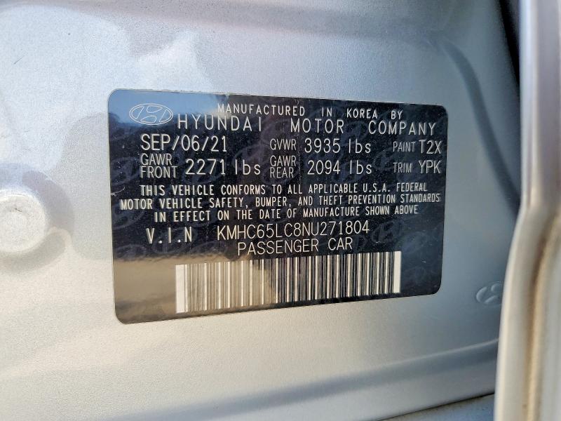 Продажа на аукционе авто 2022 Hyundai Ioniq, vin: KMHC65LC8NU271804, номер лота: 58616006