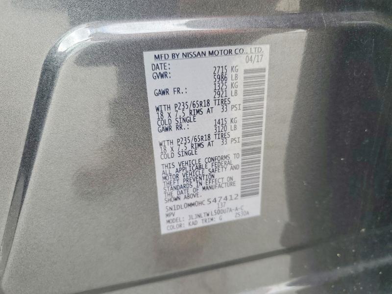 57442586 :رقم المزاد ، 5N1DL0MM0HC547412 vin ، 2017 Infiniti Qx60 مزاد بيع