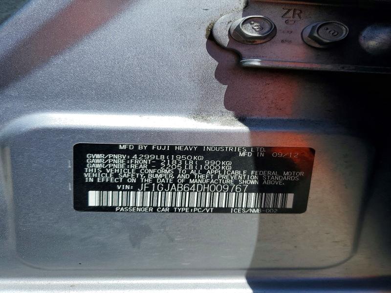 Aukcja sprzedaży 2013 Subaru Impreza, vin: JF1GJAB64DH009767, numer aukcji: 59060456