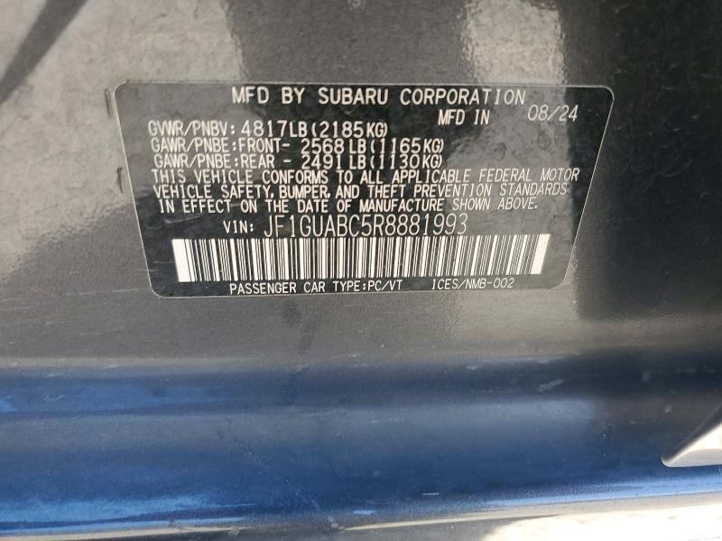 57368276 :رقم المزاد ، JF1GUABC5R8881993 vin ، 2024 Subaru Impreza مزاد بيع
