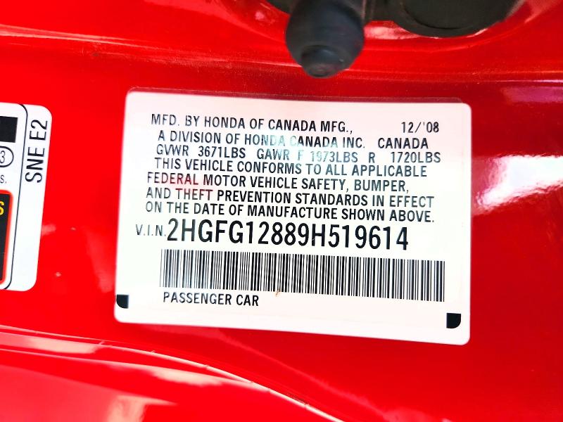 2009 Honda Civic მანქანა იყიდება აუქციონზე, vin: 2HGFG12889H519614, აუქციონის ნომერი: 56477556