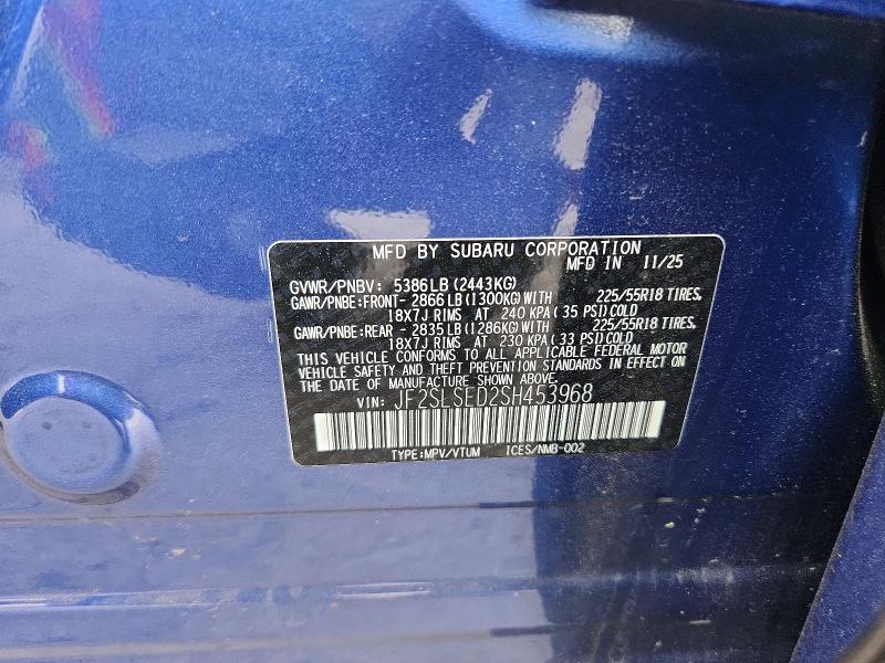 57511876 :رقم المزاد ، JF2SLSED2SH453968 vin ، 2025 Subaru Forester مزاد بيع