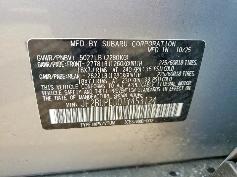 2026 Subaru Outback მანქანა იყიდება აუქციონზე, vin: JF2BUPED0TY453124, აუქციონის ნომერი: 56835106