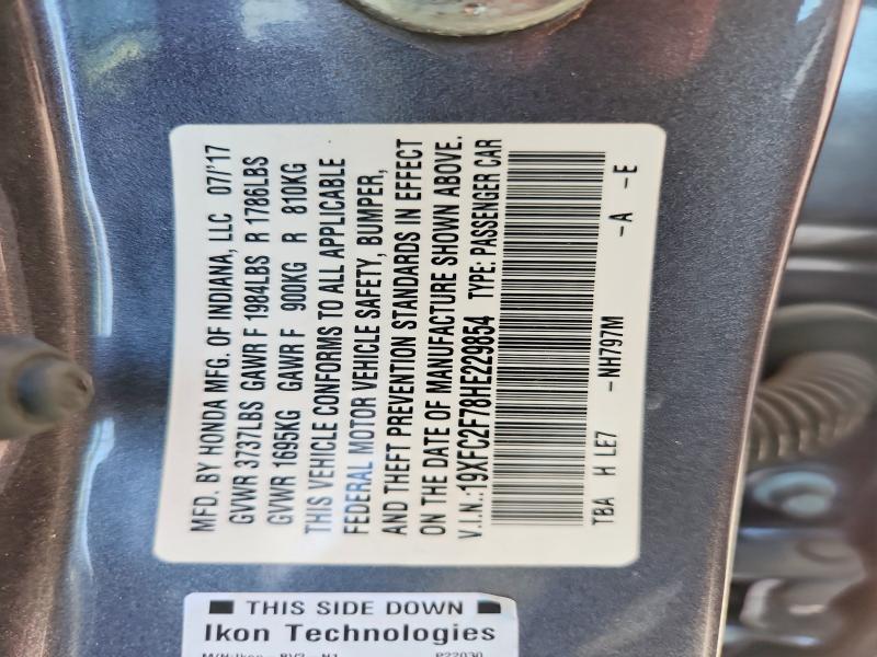 58826946 :رقم المزاد ، 19XFC2F78HE229854 vin ، 2017 Honda Civic مزاد بيع