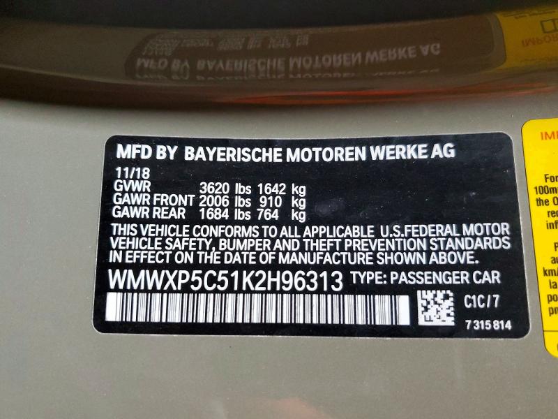 Aukcja sprzedaży 2019 Mini Cooper, vin: WMWXP5C51K2H96313, numer aukcji: 58959426