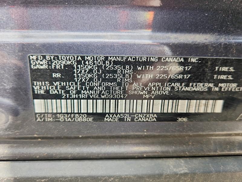 Продаж на аукціоні авто 2020 Toyota Rav4, vin: 2T3H1RFV6LW093047, номер лоту: 55804476