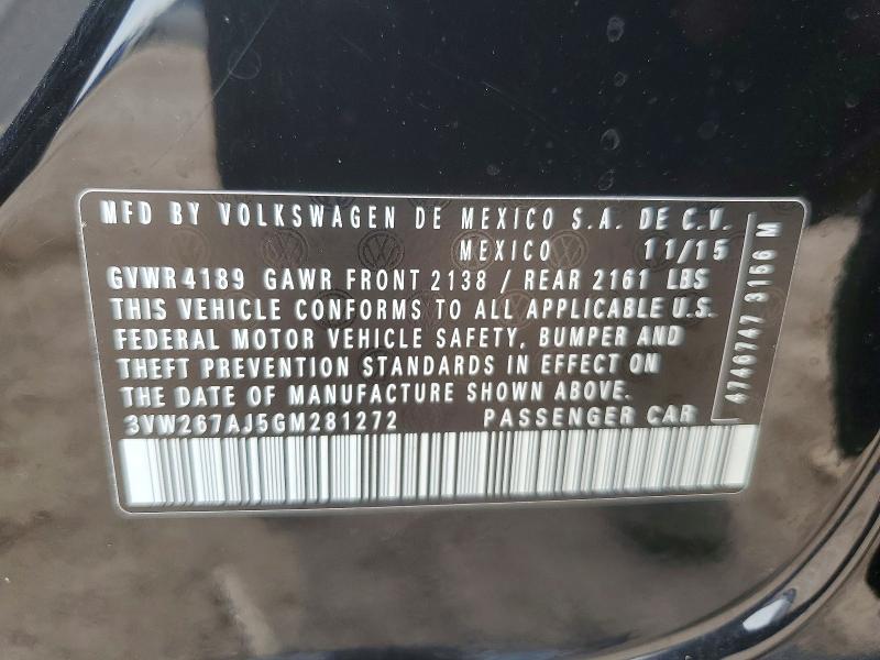 2016 Volkswagen Jetta მანქანა იყიდება აუქციონზე, vin: 3VW267AJ5GM281272, აუქციონის ნომერი: 57999126
