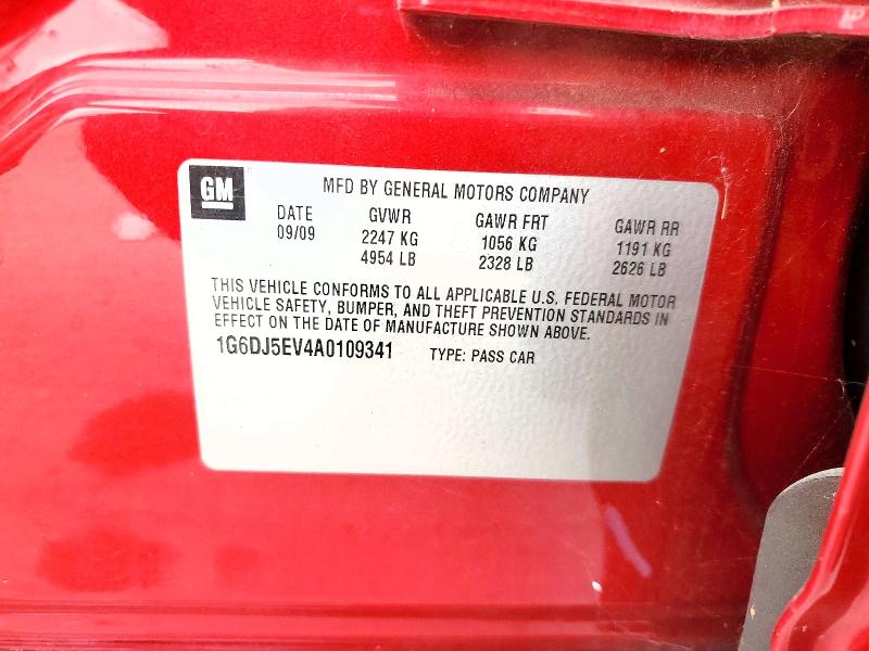 2010 Cadillac Cts მანქანა იყიდება აუქციონზე, vin: 1G6DJ5EV4A0109341, აუქციონის ნომერი: 55046806