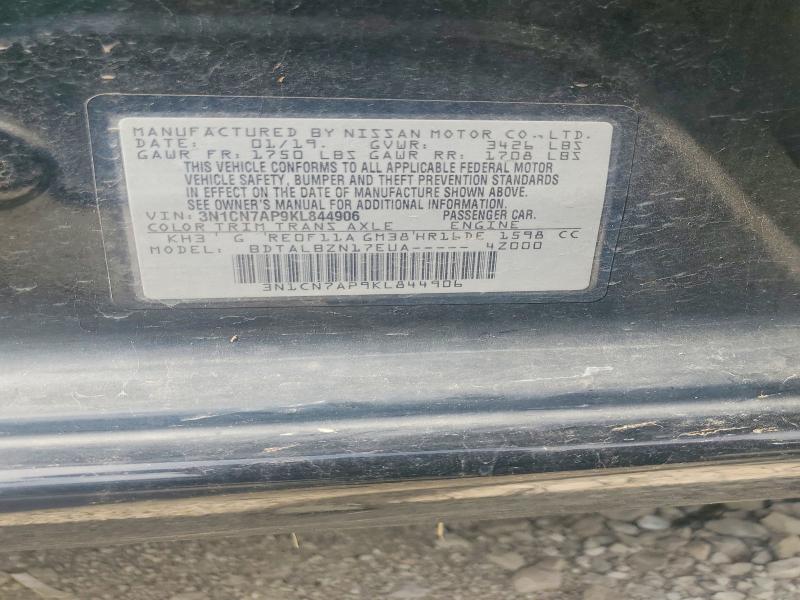 Продажа на аукционе авто 2019 Nissan Versa, vin: 3N1CN7AP9KL844906, номер лота: 56068376