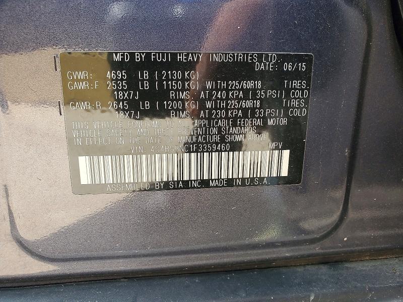 2015 Subaru Outback მანქანა იყიდება აუქციონზე, vin: 4S4BSBNC1F3359460, აუქციონის ნომერი: 56506676