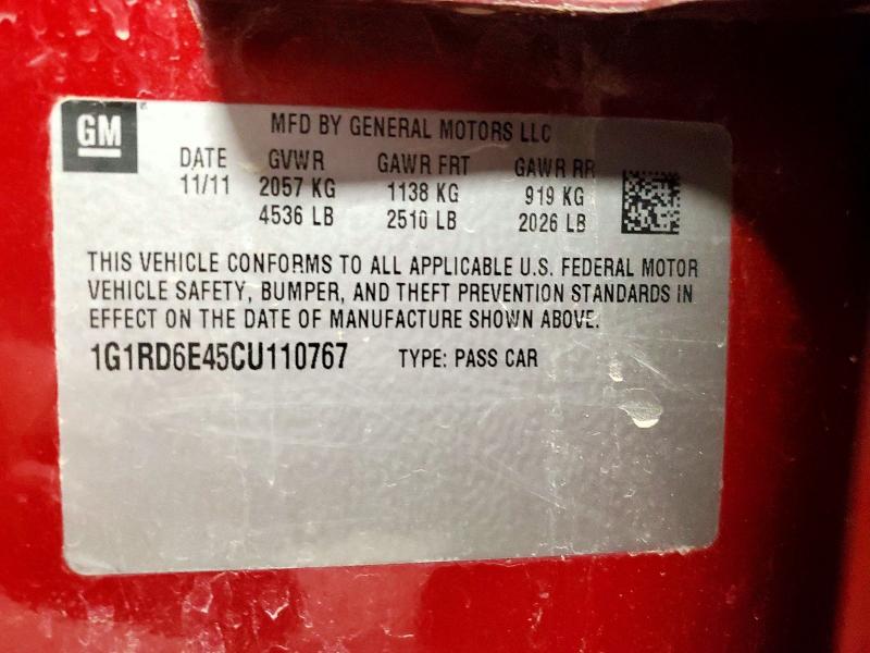 57055036 :رقم المزاد ، 1G1RD6E45CU110767 vin ، 2012 Chevrolet Volt مزاد بيع