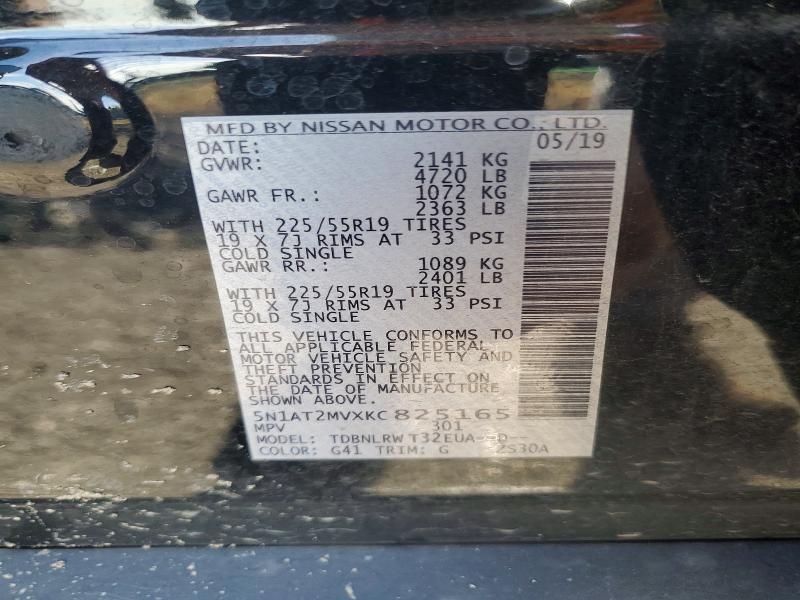 Aukcja sprzedaży 2019 Nissan Rogue, vin: 5N1AT2MVXKC825165, numer aukcji: 58602446