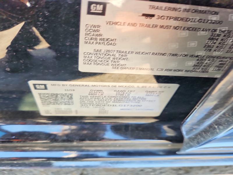 57242316 :رقم المزاد ، 3GTP8DED1LG173200 vin ، 2020 Gmc Sierra مزاد بيع