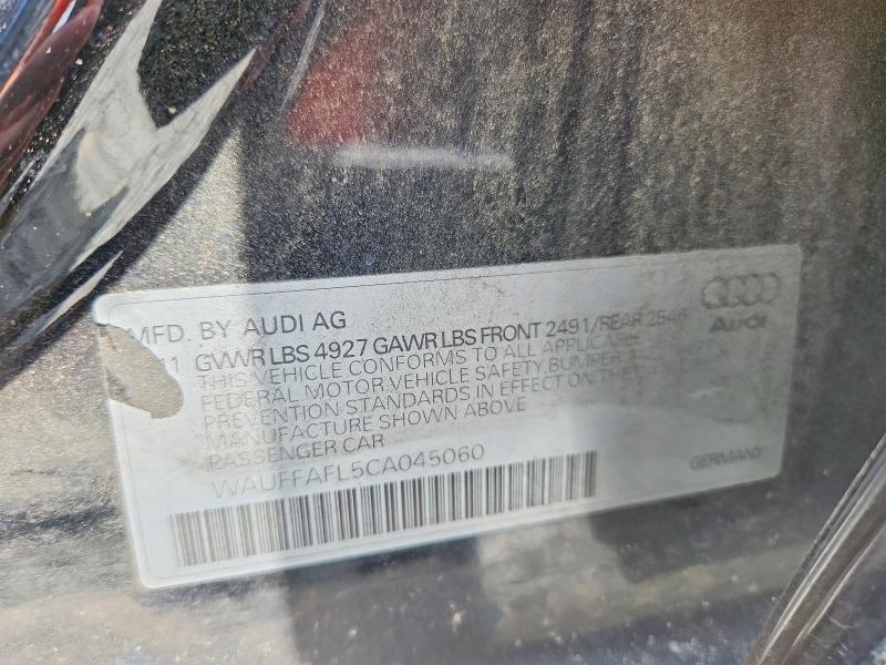 58503876 :رقم المزاد ، WAUFFAFL5CA045060 vin ، 2012 Audi A4 مزاد بيع