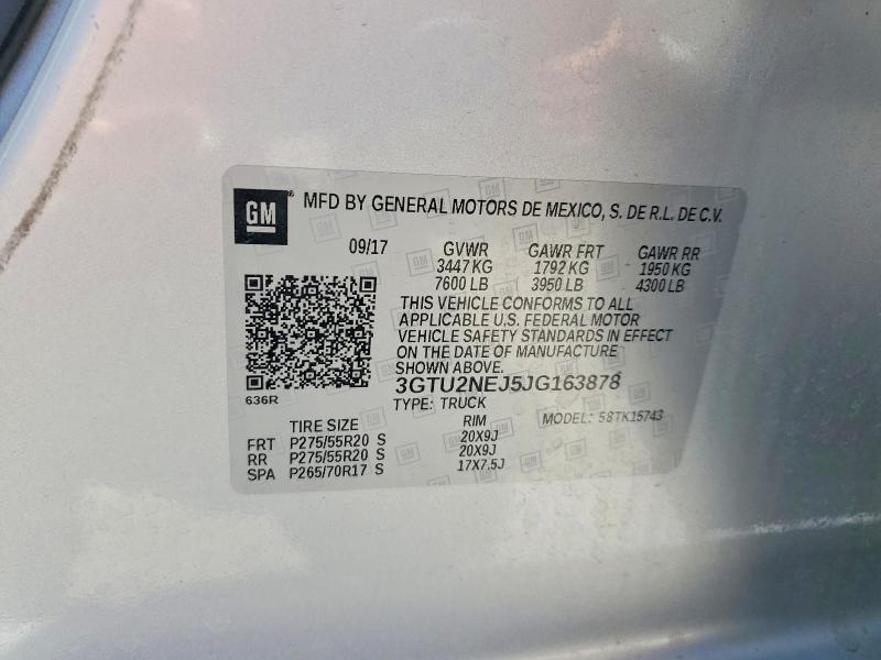 Aukcja sprzedaży 2018 Gmc Sierra, vin: 3GTU2NEJ5JG163878, numer aukcji: 57443946