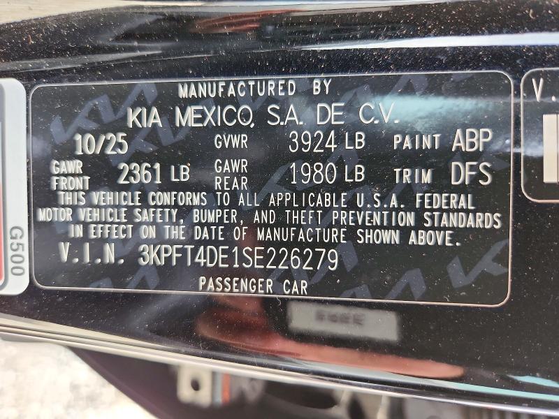 55218736 :رقم المزاد ، 3KPFT4DE1SE226279 vin ، 2025 Kia K4 مزاد بيع