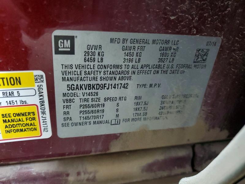 Aukcja sprzedaży 2015 Buick Enclave, vin: 5GAKVBKD9FJ141742, numer aukcji: 58589596