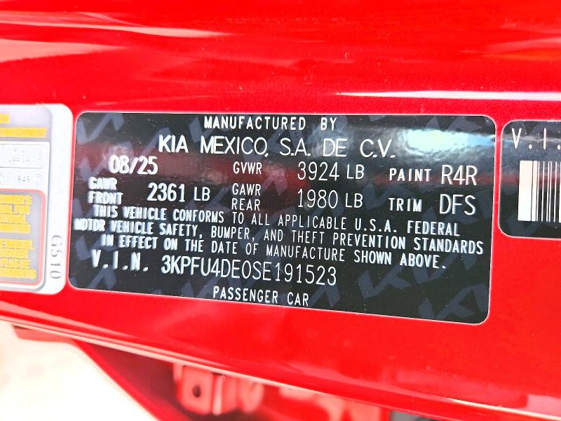 Aukcja sprzedaży 2025 Kia K4, vin: 3KPFU4DE0SE191523, numer aukcji: 56960416