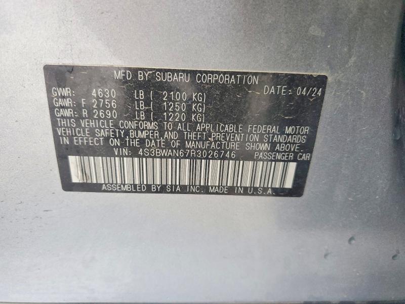 Aukcja sprzedaży 2024 Subaru Legacy, vin: 4S3BWAN67R3026746, numer aukcji: 56812116