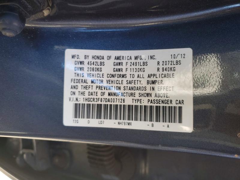 Продаж на аукціоні авто 2013 Honda Accord, vin: 1HGCR3F87DA007126, номер лоту: 56292216