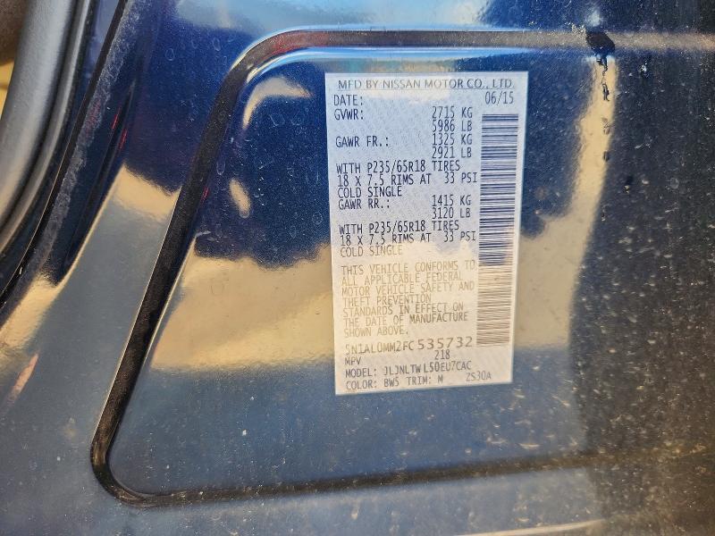 2015 Infiniti Qx60 მანქანა იყიდება აუქციონზე, vin: 5N1AL0MM2FC535732, აუქციონის ნომერი: 57901796